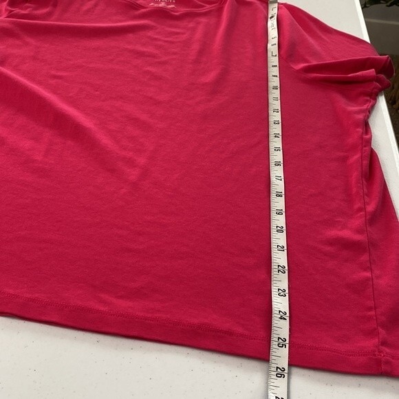 Talbots Tee 100% Pima Cotton Hot Pink Top Crew Neck Short Sleeve Barbiecore Soft - Picture 10 of 11